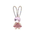 Pink Crystal Rabbit Brooch With Long Jeweled Ears Jacket and Scarf Accessory view 1