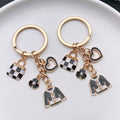 Black White Handbag Heart and Jacket Metal Keychain Set view 2