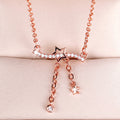Rose Gold Tone Star Bar Tassel Pendant Necklace Polished Jewelry view 3