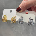 Gold Silver Multi Strand Twisted C Hoop Stud Earrings view 2