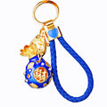 Jeweled Fortune Bag Keychain With Gold Tone Leaf Top view 5