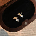 Gold Fairy Figure Stud Earrings Clear Heart Center Stones view 3