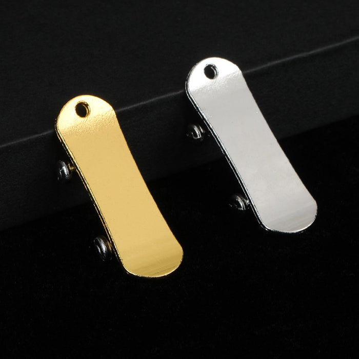 Mini Scooter Board Charm Pendant Gold and Silver Tone Metal
