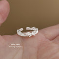 Silver Tone Pearl Flower And Leaf Open Rings In Two Styles view 4