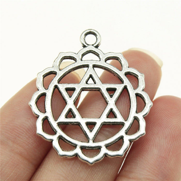 Silver Tone Openwork Chakra Symbol Charms in Eight Designs