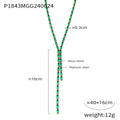 Gold Y-Lariat Necklace Rectangular Color Stones Purple Black view 10