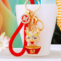Jeweled Chinese Dragon Keychains with Cord Sets and Loose Heart Loops view 9