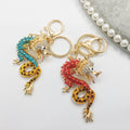 Rhinestone Chinese Dragon Keychain Metal Zodiac Bag Charm view 3