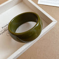 Round Acrylic Marbled Solid Wide Cuff Bangle 3 Styles view 7