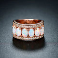 Opalescent Oval Channel Wide Band In Silver And Rose Tones view 3