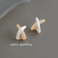 Gold-Tone Cross Studs White Enamel and Clear Pavé Stones view 3