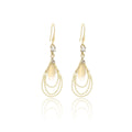 Gold Cats Eye Oval Drop Earrings Triple Ball Chain Swags view 5