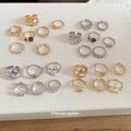 Crinkle Metal Resin Zircon Open Ring Six Seven Piece Sets view 4