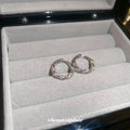 Textured Crystal Hoop Huggie Earrings in Two Tones view 4
