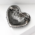 Textured Heart Brooch in Gold White and Black Jacket and Scarf Accessory view 3
