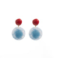 Red Top Blue Round and Oval Statement Stud Earrings view 5