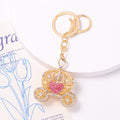 Gold Rhinestone Pumpkin Carriage Keychain Four Hearts view 7