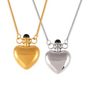 Gold Steel Heart Bottle Pendant Snake Chain Necklace Pair view 5