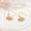 Gold Tone Crystal Animal and Symbol Hook Earrings in Thirteen Designs view 9