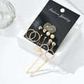 Gold Six Pair Earring Set Circles Bars Hearts and Studs view 1