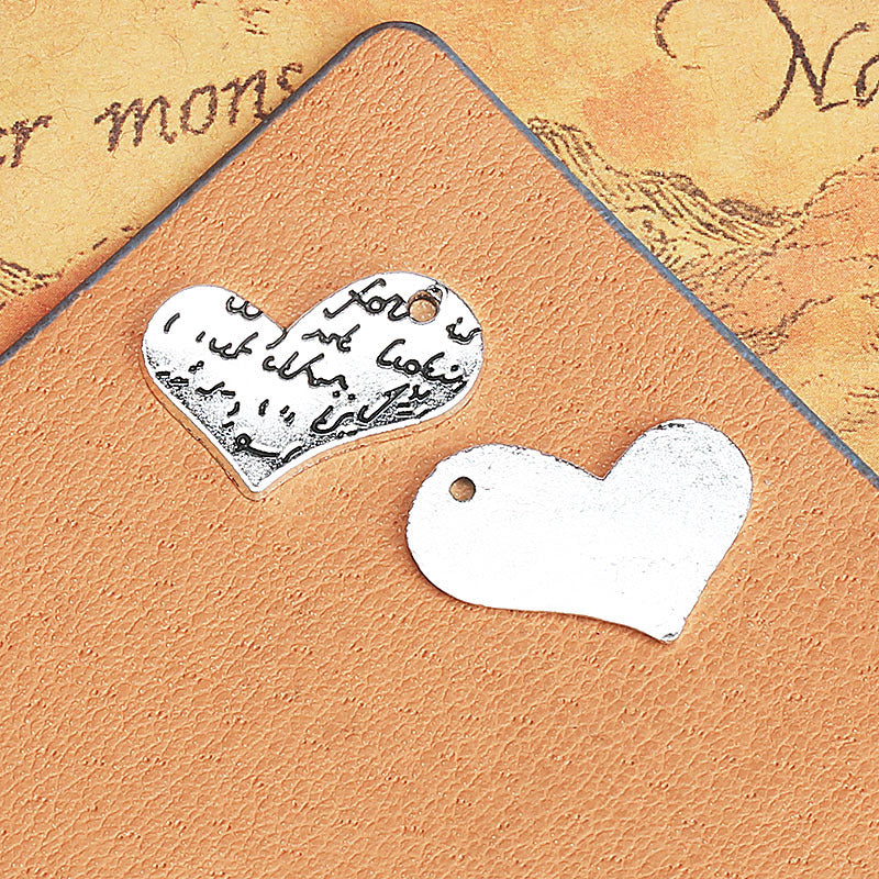 20×17mm Alloy Heart Letter Charm Pendant