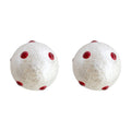 White Cotton Pearl Ball Stud Earrings Red Polka Dots view 5