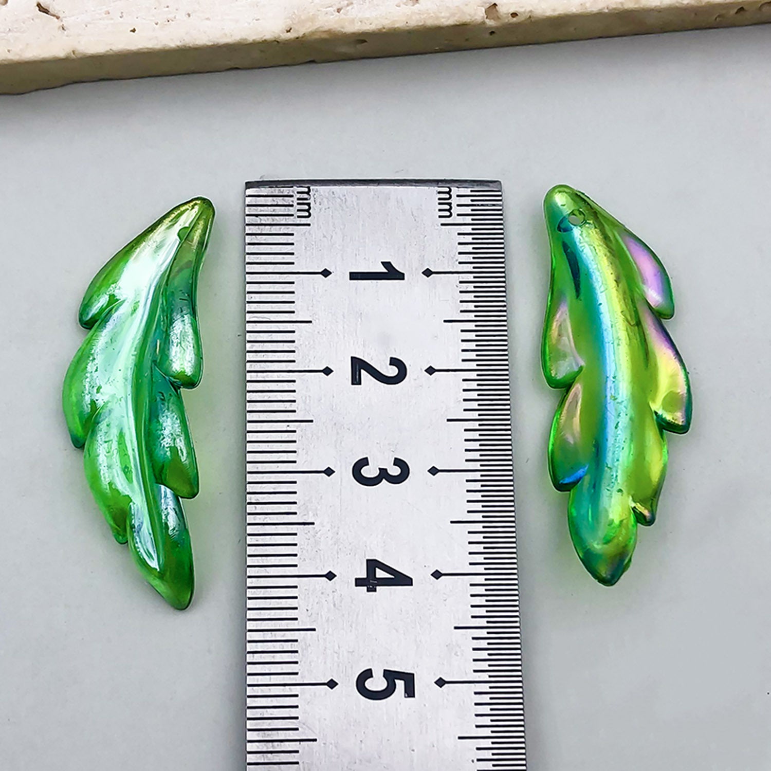 Acrylic Strawberry Leaf Charm Pendants