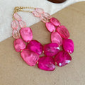 Chunky Acrylic Bead Statement Necklace Gold Chain Seven Colors view 10