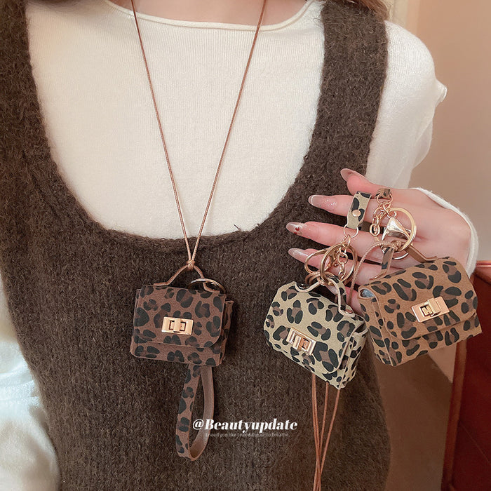 Leopard Print Mini Bag Pendant Necklace in Three Colors