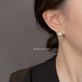 Gold Tone Blue Aqua And Clear Stone Chunky Huggie Hoop Earrings view 2