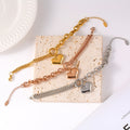 Gold Steel Cuban Chain Heart Charm Titanium Steel Bracelets view 4