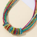 Multicolor Seed Bead Multi-Strand Necklace With Gold-Tone Clasp view 3