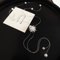 Silver Tone Firework and Pearl Long Pendant Necklace view 6