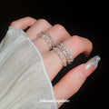 Gold Open Multi-Row Pearl and Rhinestone Stack Ring view 3