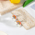 Rainbow Cloud Resin Drop Earrings Glitter White Clouds view 3