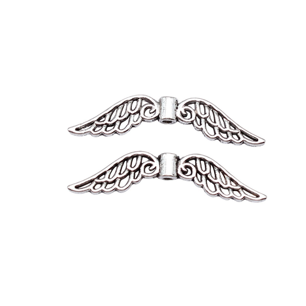 32x8mm 1.1g Multicolor Zinc Alloy Angel Wing Loose Metal Beads for Bracelet DIY Jewelry Making