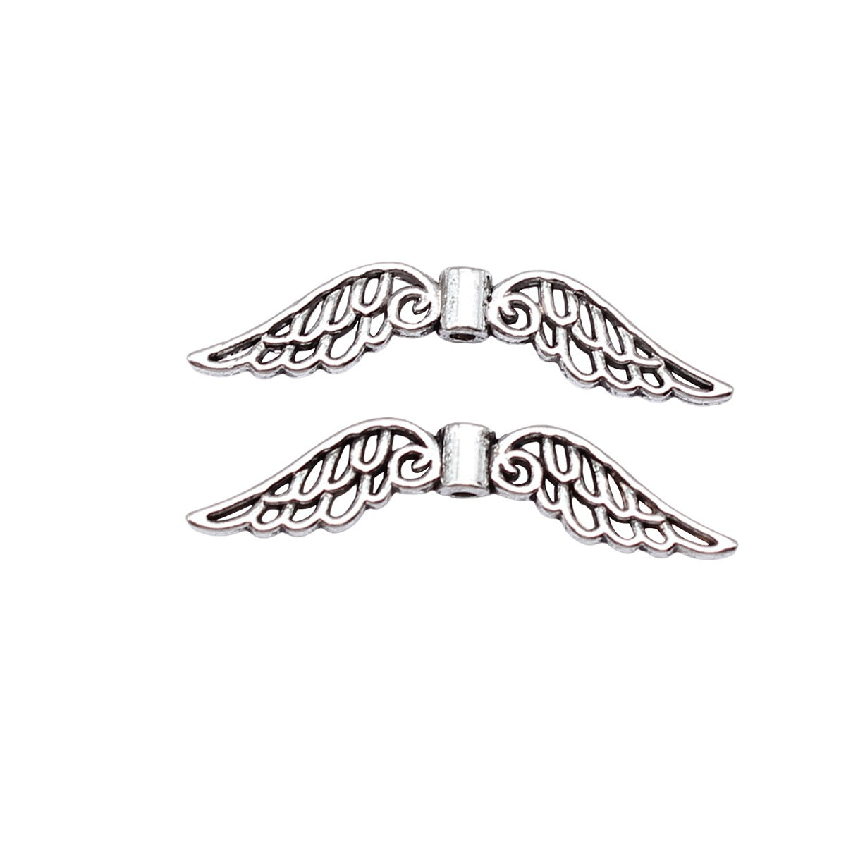 32x8mm 1.1g Multicolor Zinc Alloy Angel Wing Loose Metal Beads for Bracelet DIY Jewelry Making