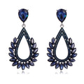 Aqua Green Green Teardrop Leaf Fan Crystal Five Designs Metal Dangle Earrings view 7