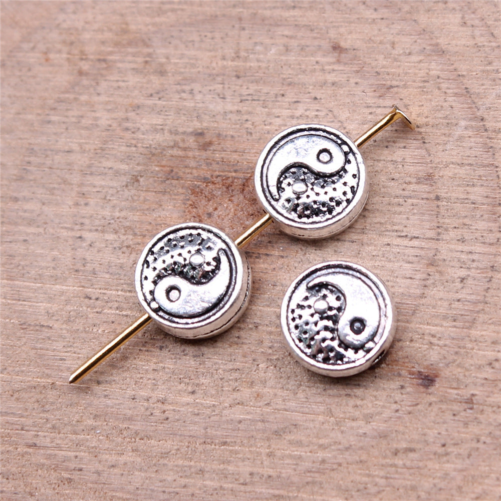 8x8mm 0.81g Antique Silver Zinc Alloy Tai Chi Loose Metal Beads for Bracelet Necklace DIY Jewelry Making