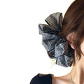 Black White Gingham Check Oversized Bow Hair Scrunchie view 5