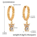 Gold Stainless Zircon Cat Owl Dangle Huggie Hoop Earrings Assortment view 7