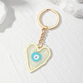 Gold Frame Marbled Resin Heart Evil Eye Keychain 5 Colors view 4