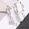 Silver Tone Triple Bezel Clear CZ Drop Huggie Earrings Pair view 4