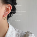 Gold Open Heart Frame Star Moon Crystal Stud Earrings view 2