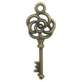 Antique Bronze Tone Key Charms in Assorted Ornate Designs view 8