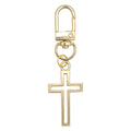 Gold Open Cross Lobster Clasp Metal Charm Keychain view 5