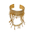 Geometric Openwork Arm Cuff With Chain And Leaf Fringe In Gold Or Silver Tone view 5