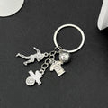 Silver Tone Soccer and Football Theme Keychains with Metal Hardware view 3