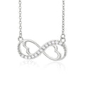 Silver Tone Infinity Heart Pendant Necklace Polished Metal Jewelry view 2