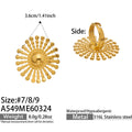 Gold 316L Stainless Open Rings Sunburst Wave Disc Flower Sizes view 6